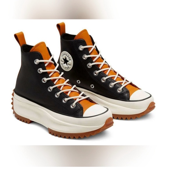 Converse Chuck Taylor High-Top Black and Tan Leather Sneakers - Picture 1 of 12